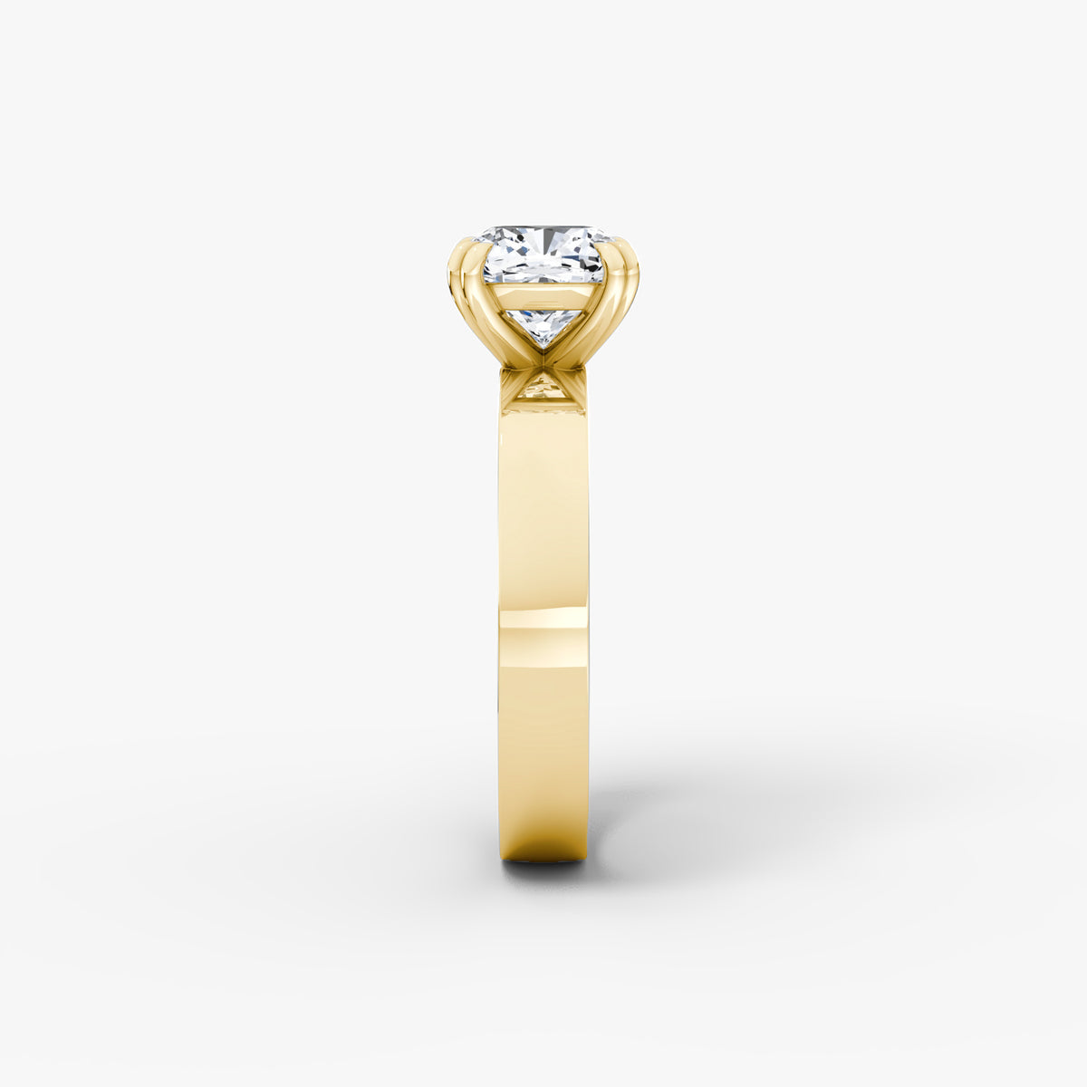 PETRA Edge engagement ring with cushion diamond in yellow gold, side view